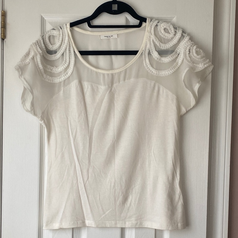 H&M Cream Sheer Sleeve Blouse